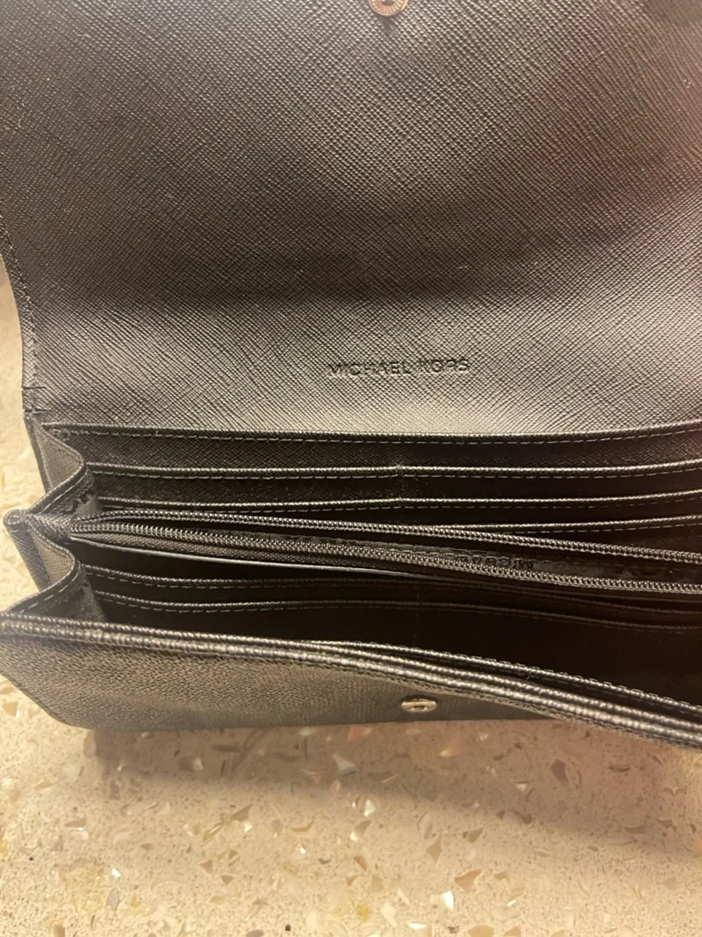 Michael Kors Fulton Black Logo Flap Continental Wallet.